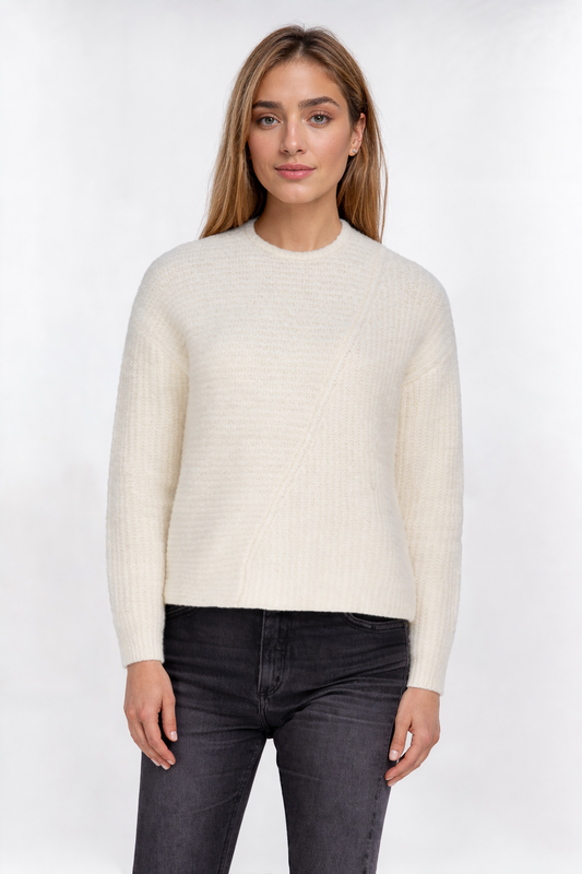 Women’s Cream Textured Knit Jumper – Soft Minimalist Everyday Sweater