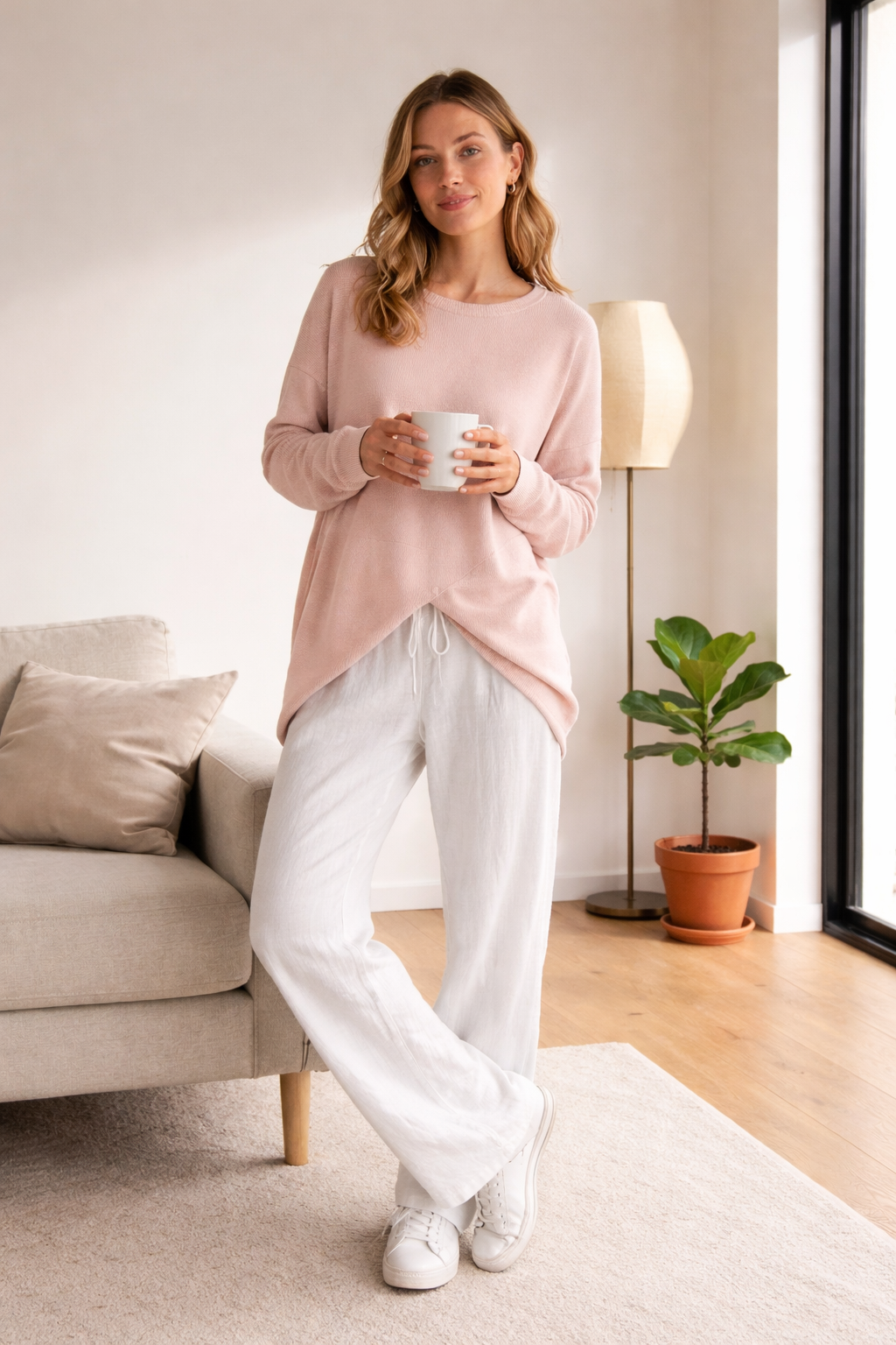 Women's Pink Layered Jumper