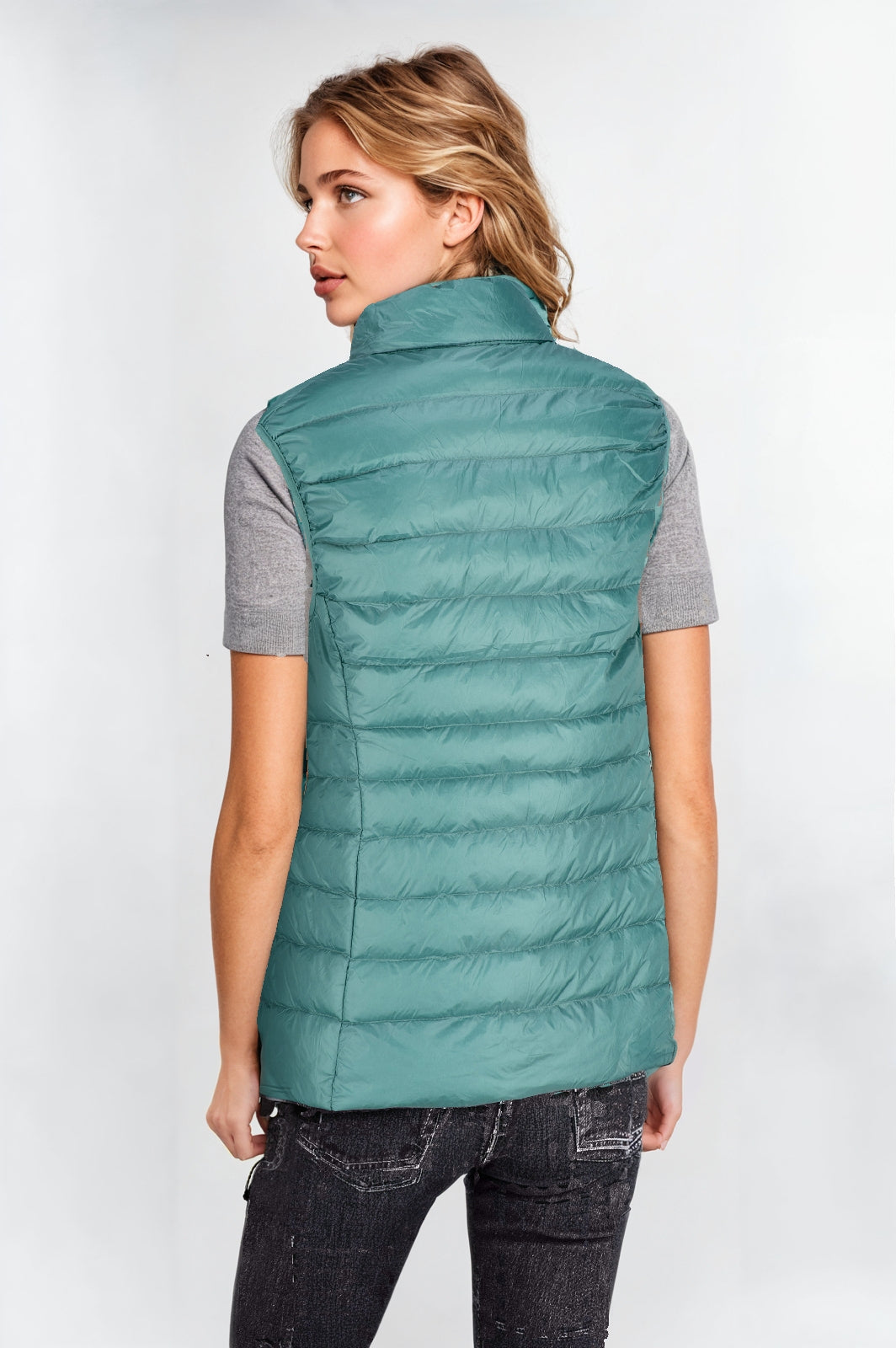 Women’s Green Teal Down Vest – Lightweight, Warm & Stylish Layer